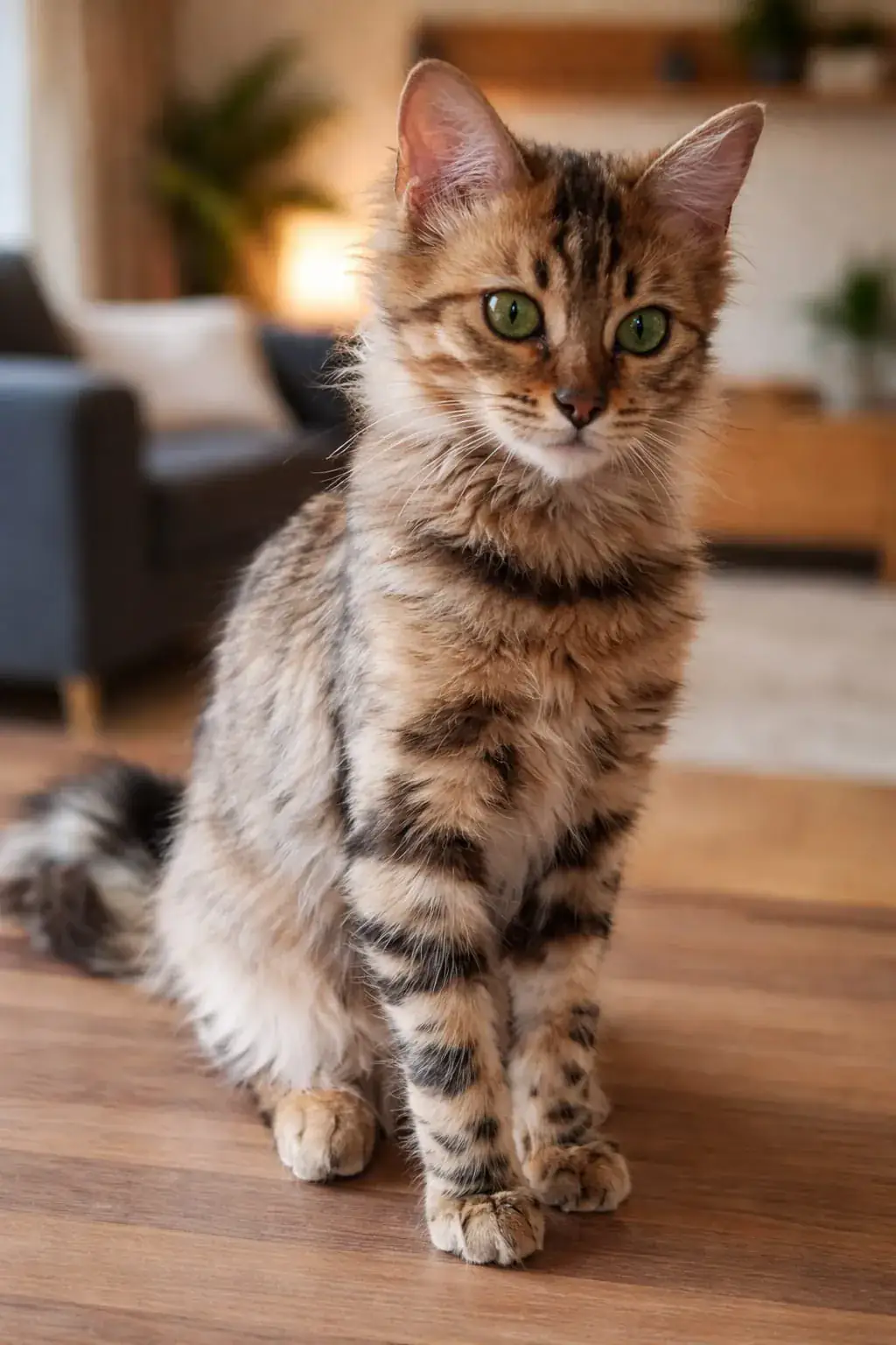 Portrait einer braunen Bengalkatze vor dunklem Hintergrund